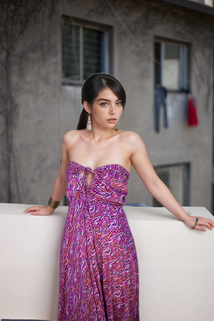 VESTIDO NEW JUDY MAXI TRANCE FUCSIA