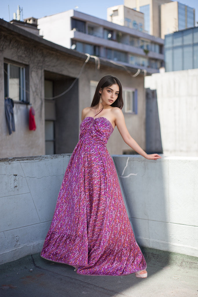 VESTIDO NEW JUDY MAXI TRANCE FUCSIA