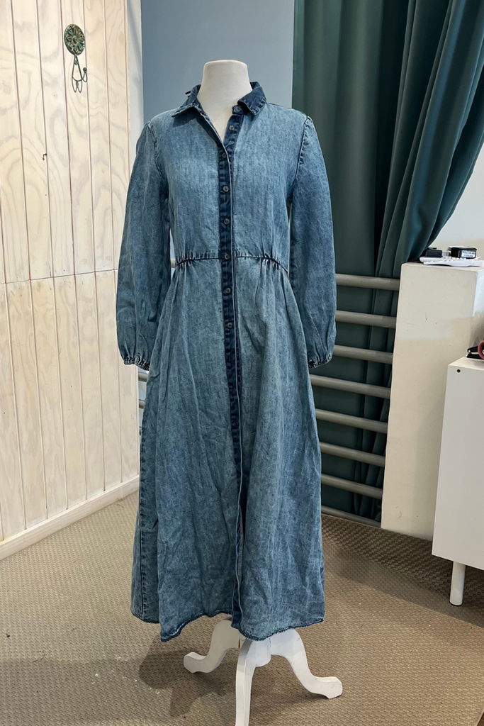 VESTIDO MAXI MANGA LARGA DENIM TALLA XS/S