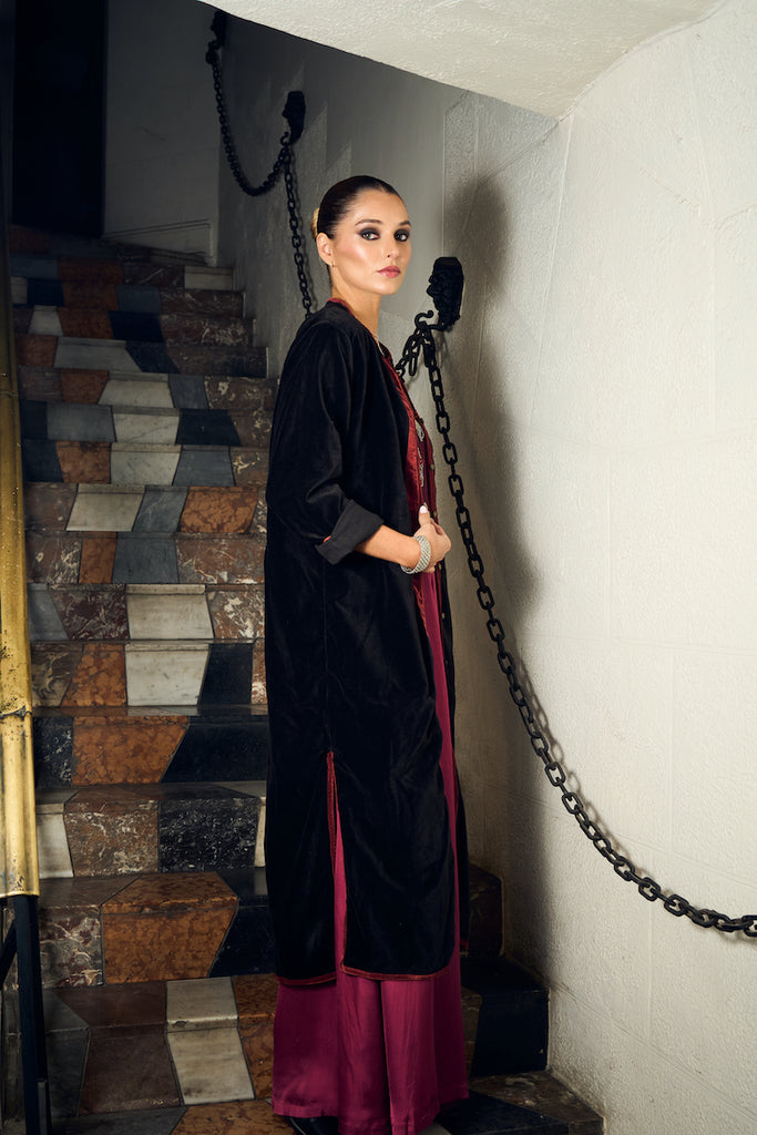 KIMONO VELVET LONG NIGHT BLACK