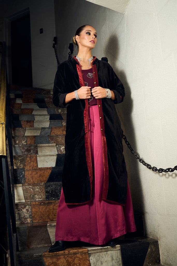 KIMONO VELVET LONG NIGHT BLACK