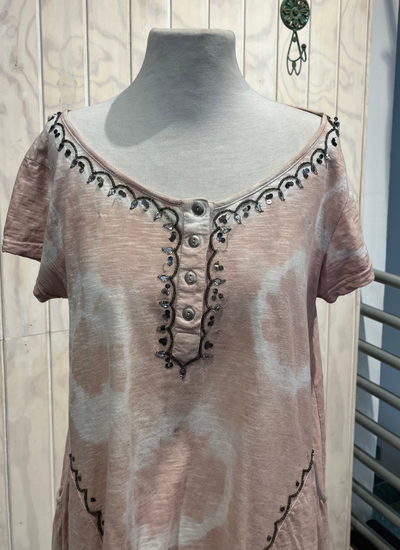 VESTIDO MINI ALGODÓN DEGRADE ROSADO TALLA XS/S