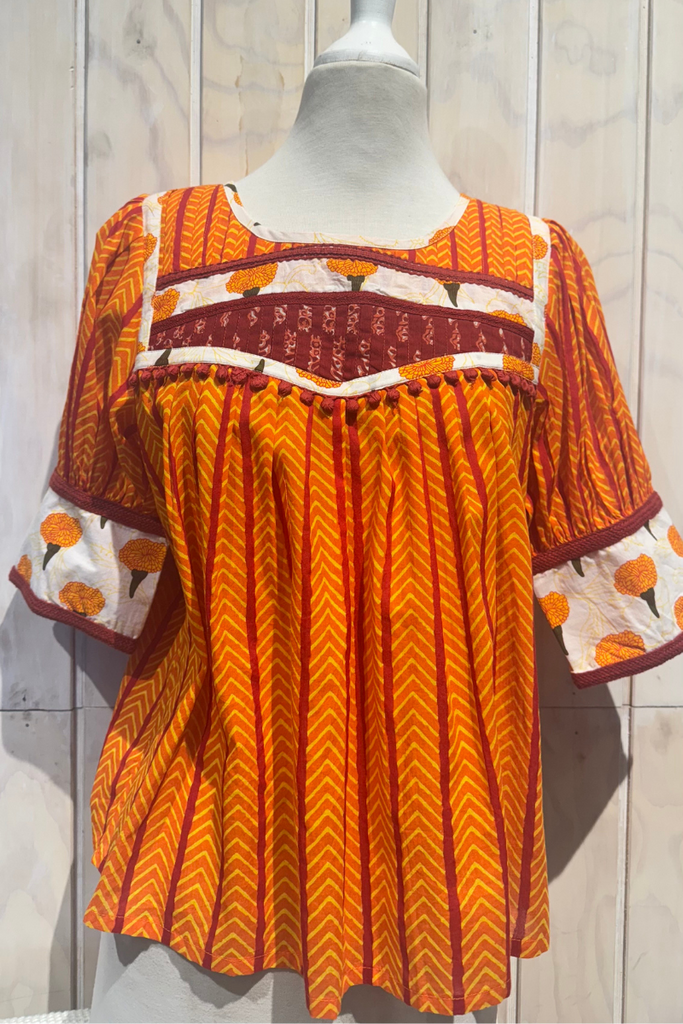 TOP NAVI COTTON PRINT ORANGE
