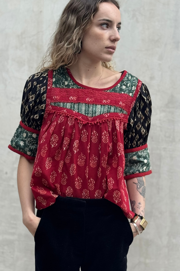 TOP NAVI COTTON PRINT RED ROSE