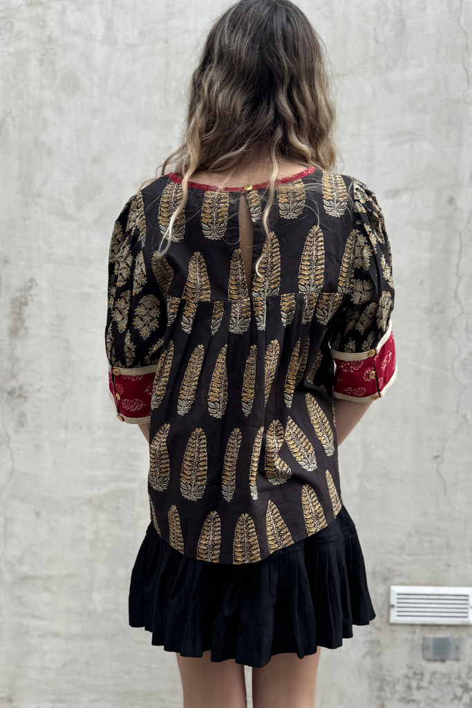 TOP NAVI COTTON PRINT BROWN FIR