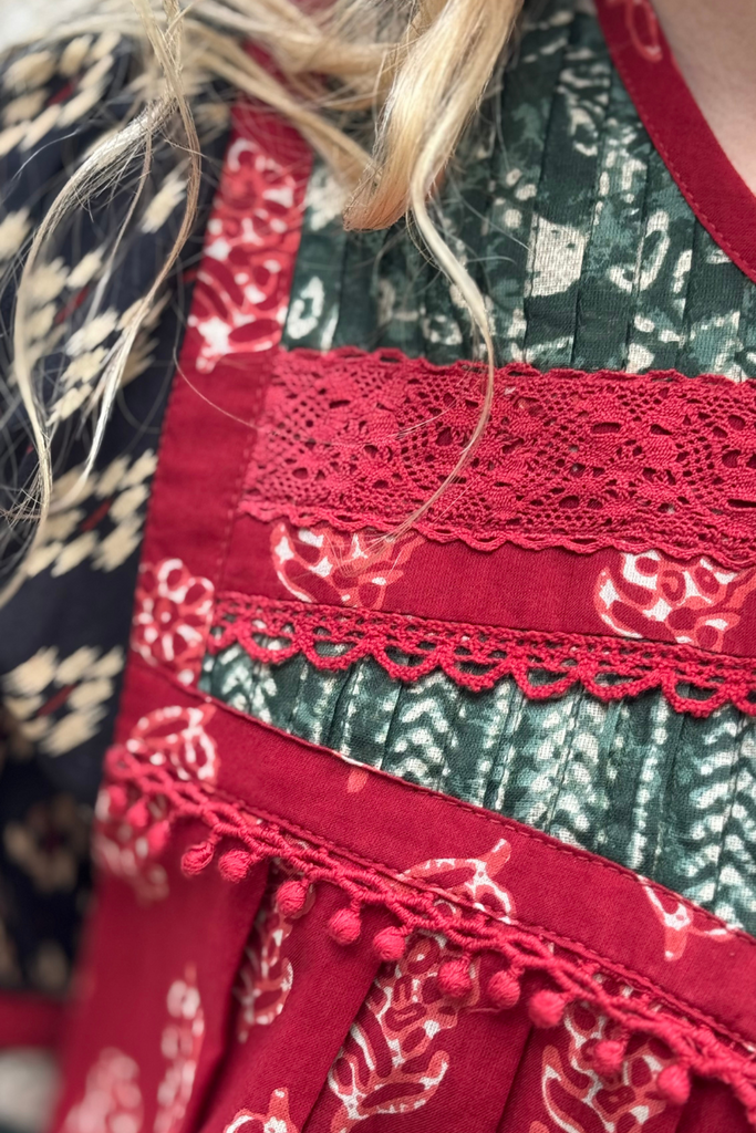 TOP NAVI COTTON PRINT RED ROSE