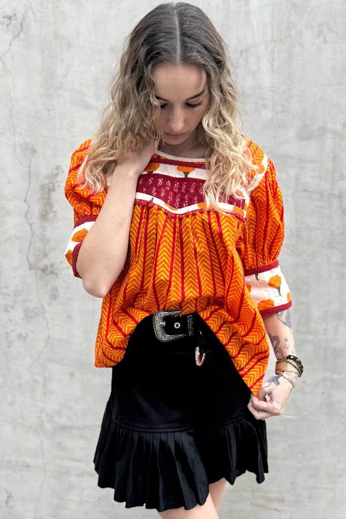 TOP NAVI COTTON PRINT ORANGE