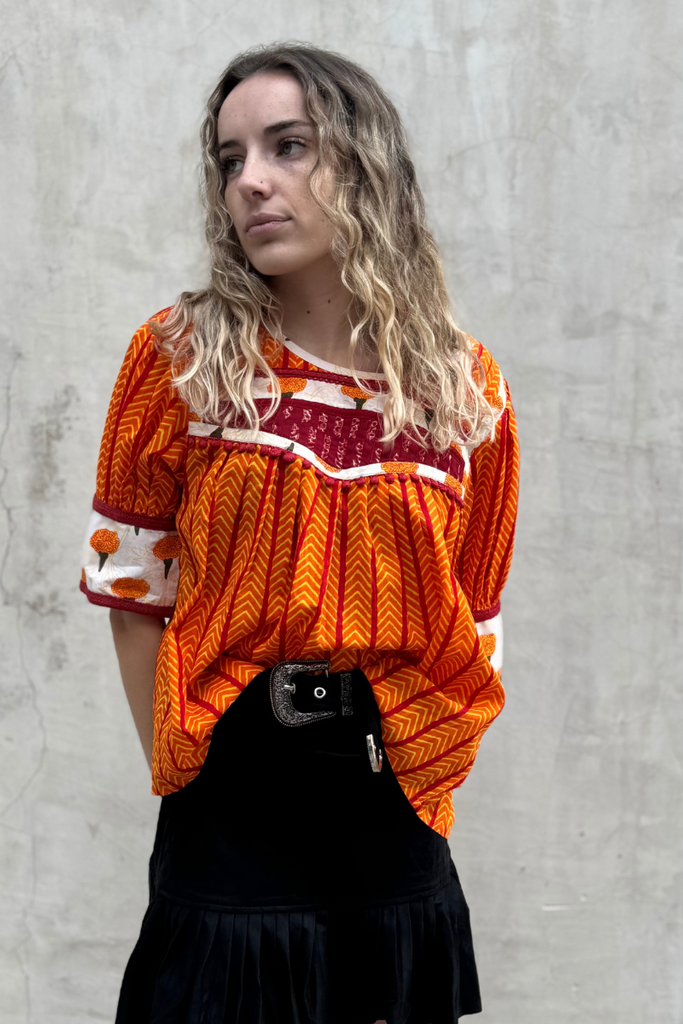 TOP NAVI COTTON PRINT ORANGE