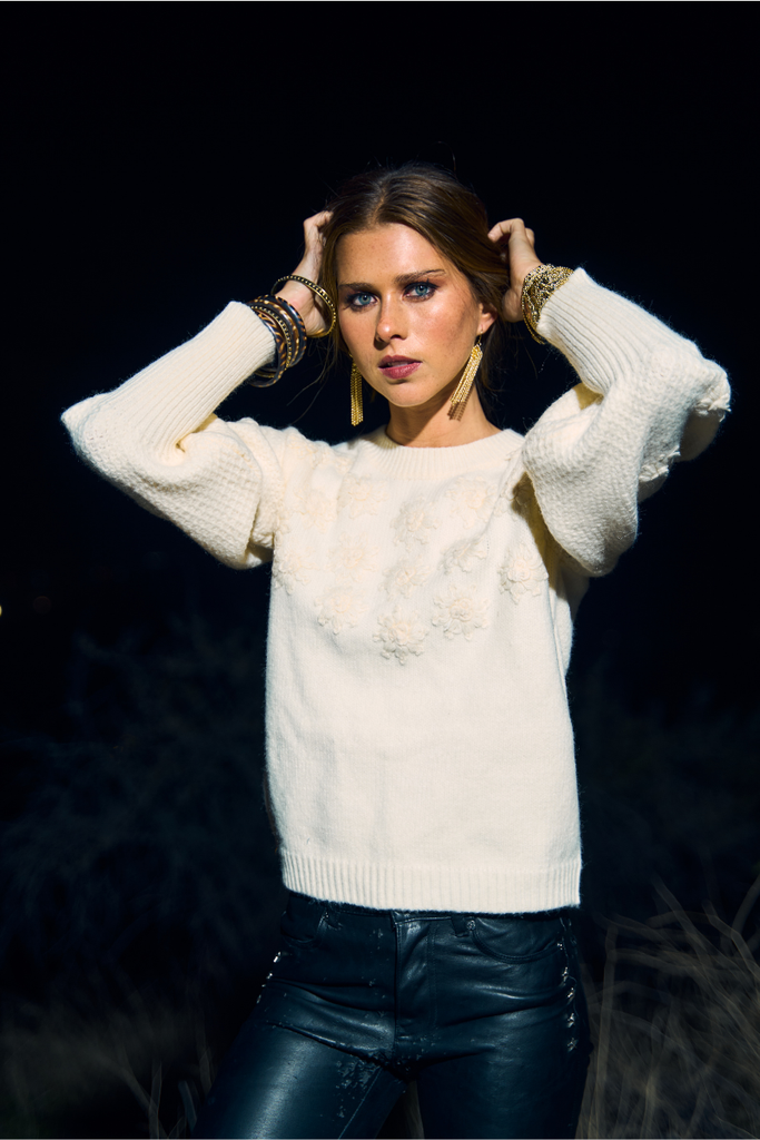 SWEATER WINTER FLOWER CREAM