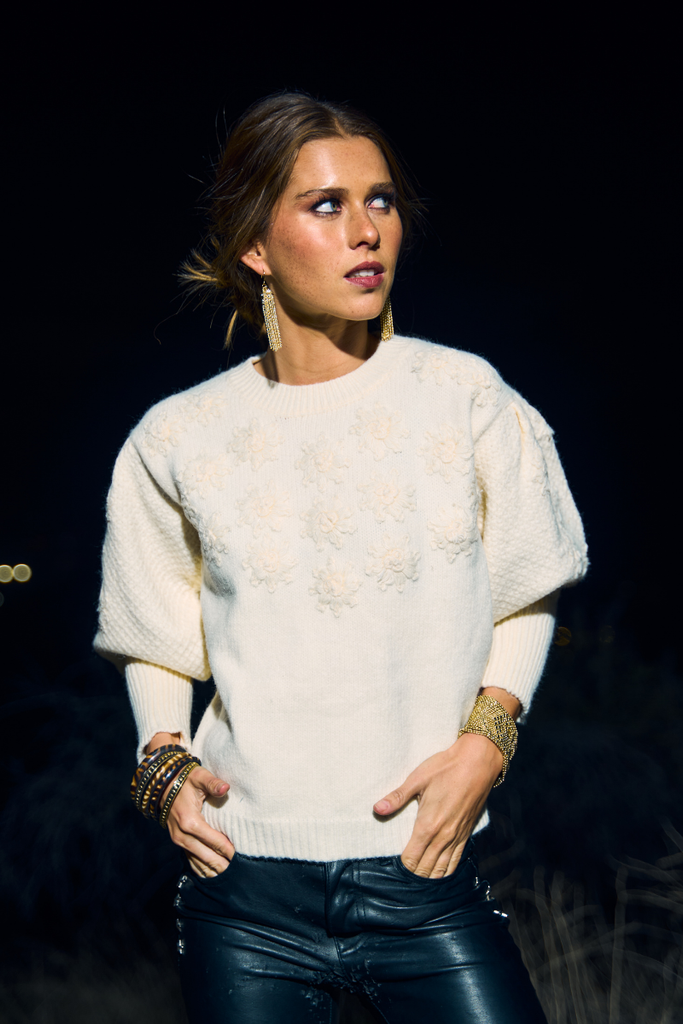 SWEATER WINTER FLOWER CREAM