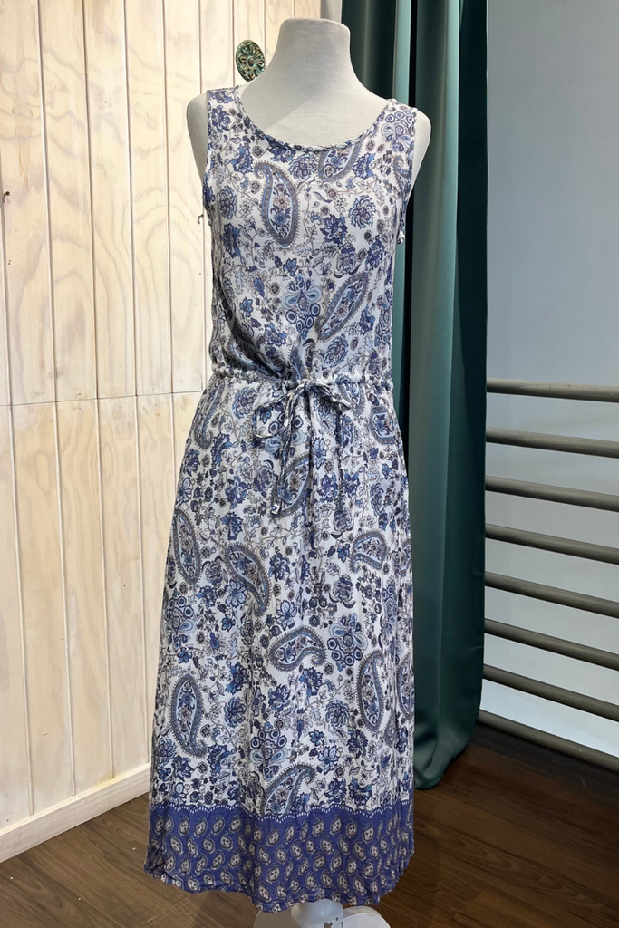 VESTIDO MAXI FLORES AZUL TALLA XS