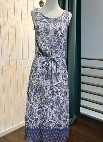 VESTIDO MAXI FLORES AZUL TALLA XS