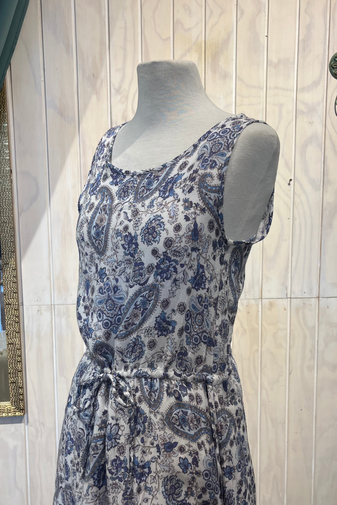 VESTIDO MAXI FLORES AZUL TALLA XS