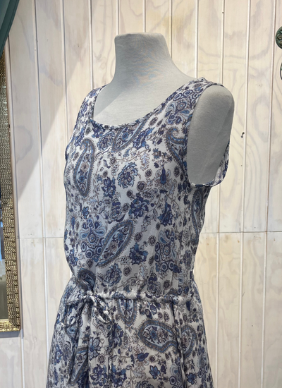 VESTIDO MAXI FLORES AZUL TALLA XS