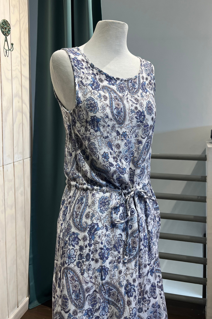 VESTIDO MAXI FLORES AZUL TALLA XS