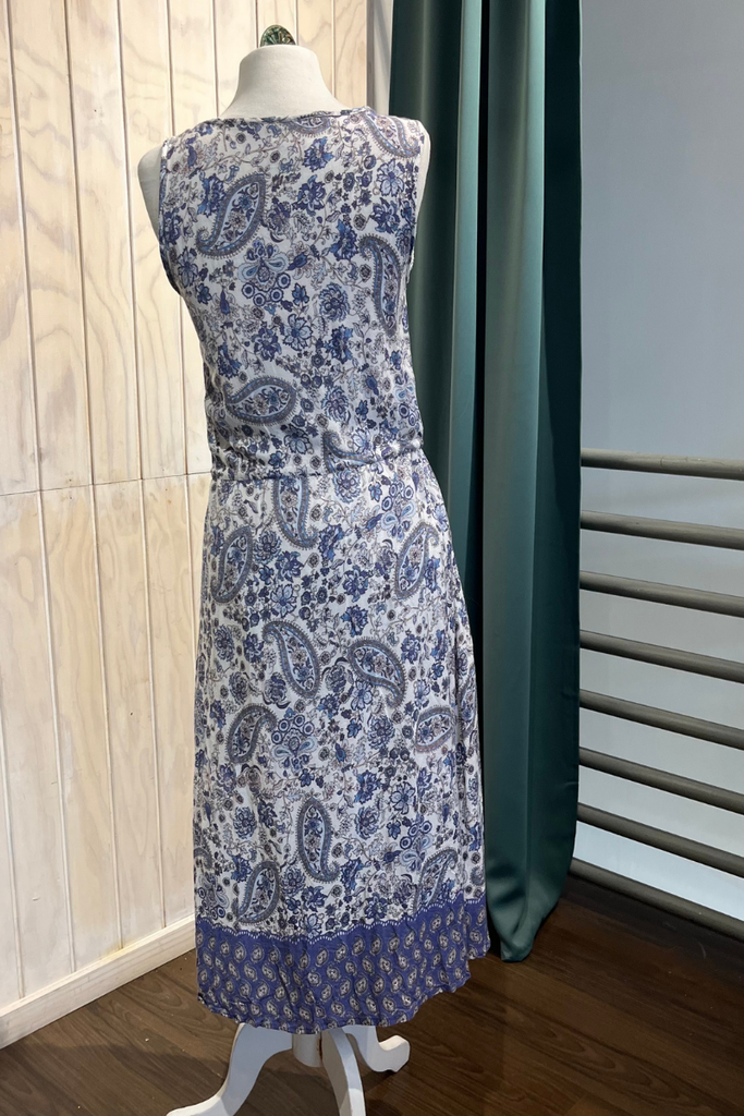 VESTIDO MAXI FLORES AZUL TALLA XS