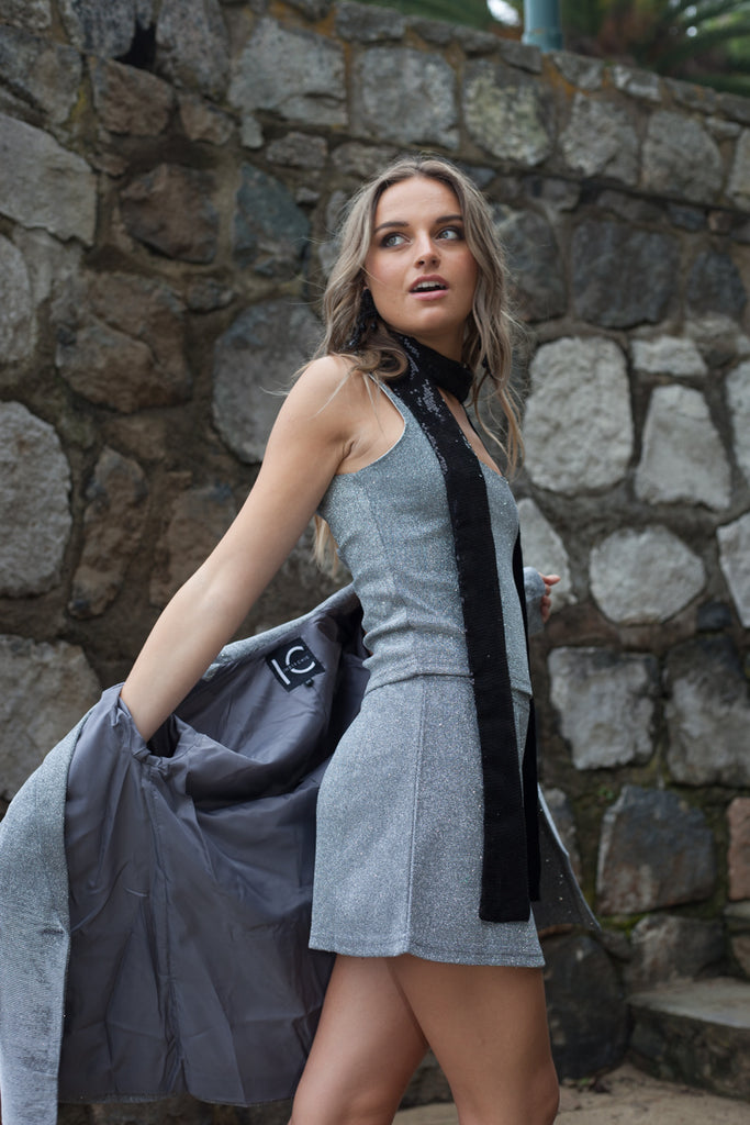 FALDA MINI KATE LUREX GREY