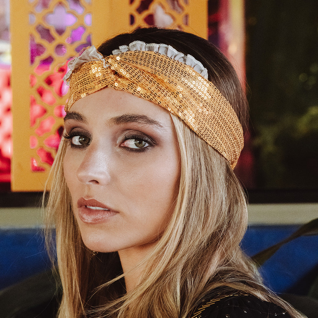 Cintillo Turbante Chic Champaña Glow