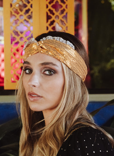 Cintillo Turbante Chic Champaña Glow