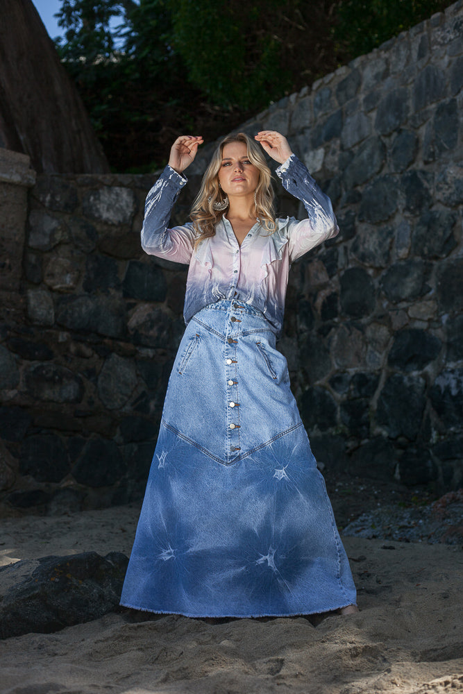 FALDA OLIVIA BONDED DENIM