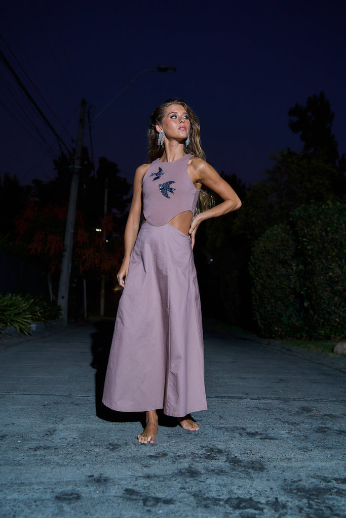 VESTIDO MAXI INTRIGUE DUSTY PINK