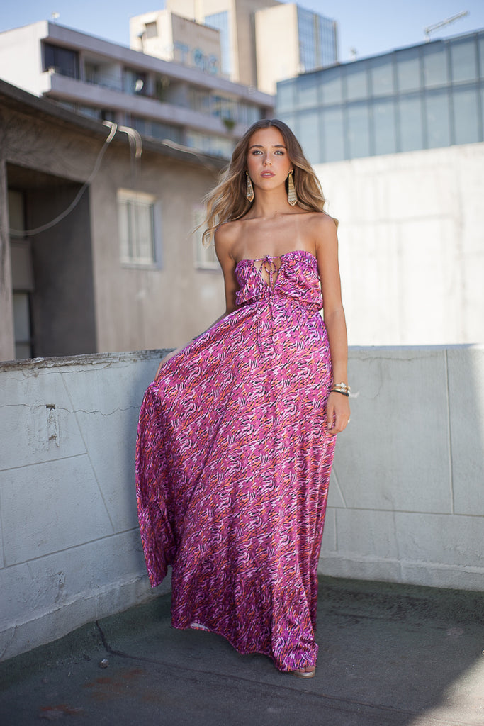 VESTIDO NEW JUDY MAXI TRANCE FUCSIA