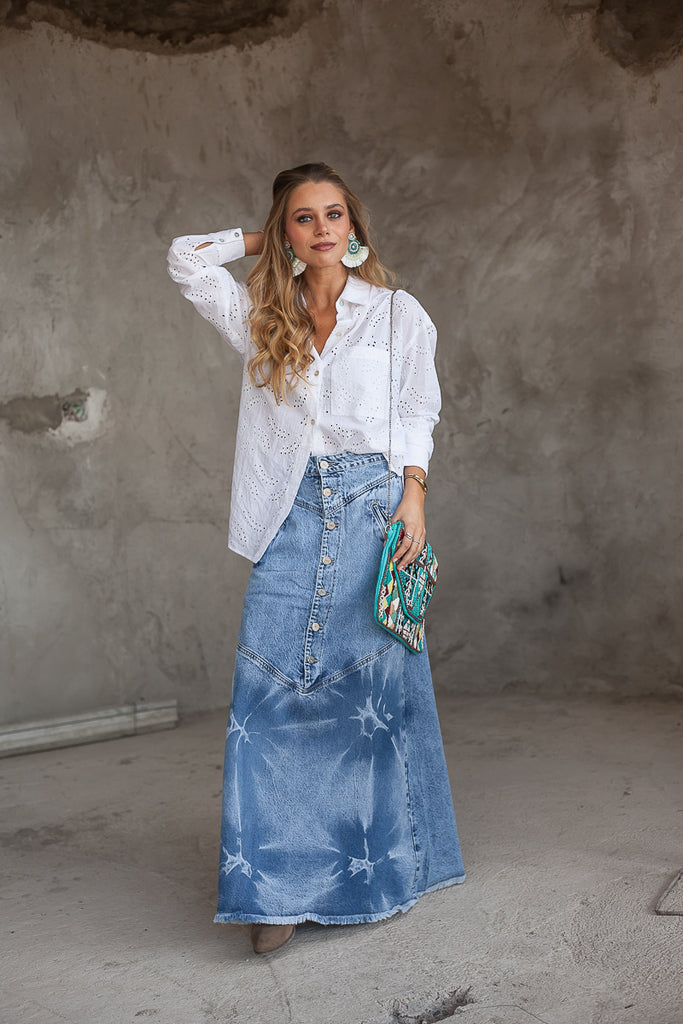 FALDA OLIVIA BONDED DENIM