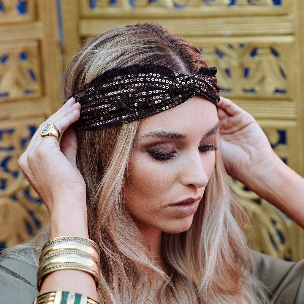 Cintillo Turbante Chic Negro Glow