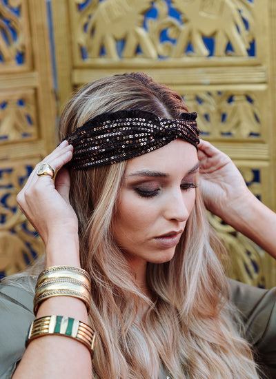 Cintillo Turbante Chic Negro Glow