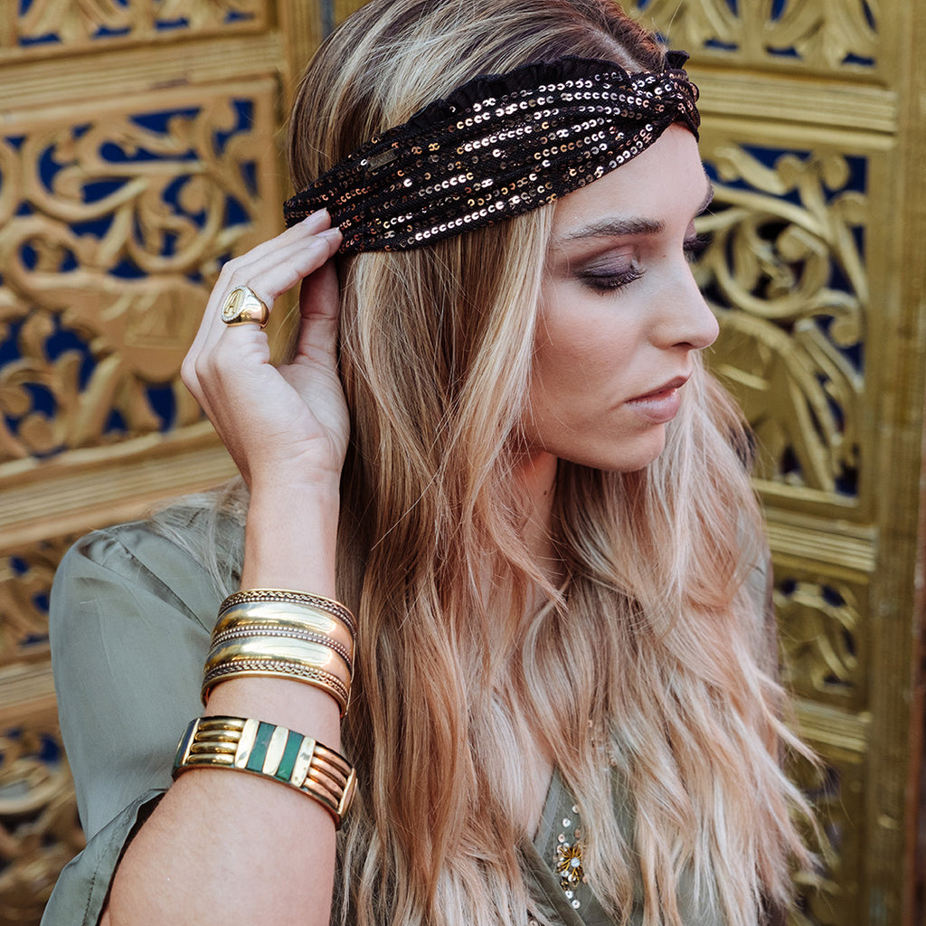 Cintillo Turbante Chic Negro Glow