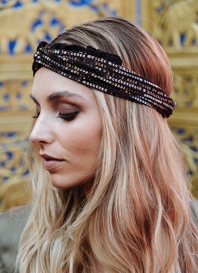 Cintillo Turbante Chic Negro Glow